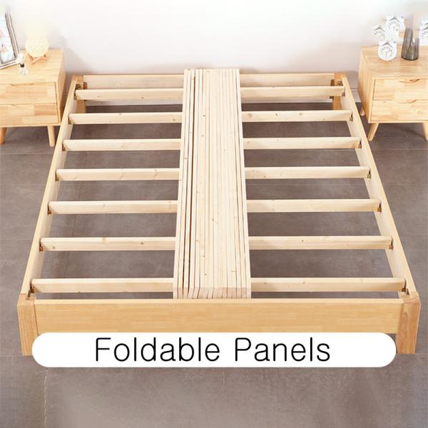 Modern Design Solid Birch Wood Upholstered Platform Bed Frame Easy Assembly and Slat Support for Double Size Guest Room