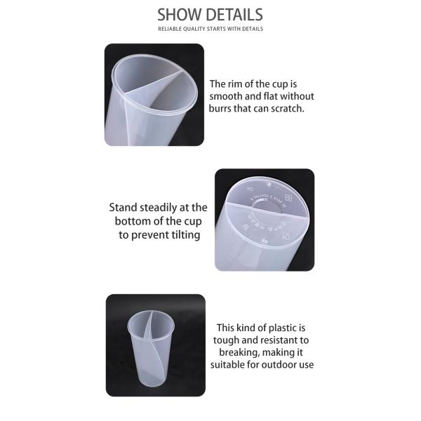 Custom 700ml 16oz 2 Compartment Boba Tea Cup Disposable Smoothie Juice Split Boba Cups Double Share Cup
