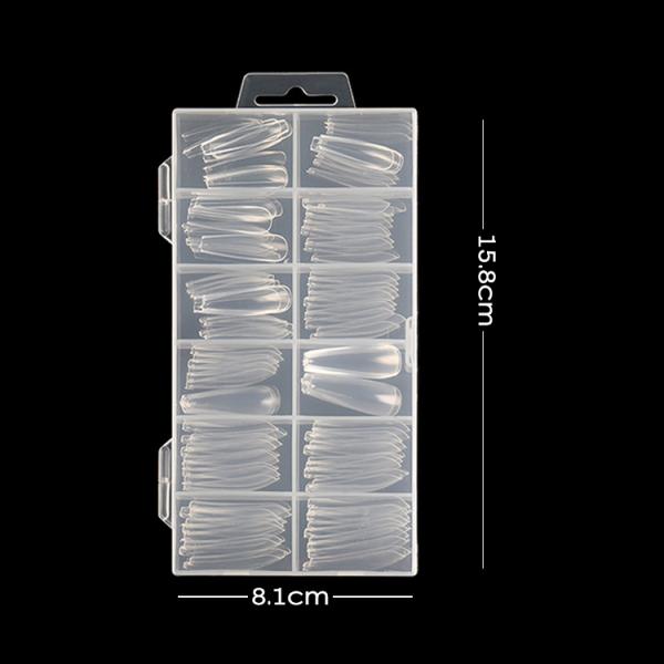 MSDS Certification Included Plastic Artificial Nails Customized Full Cover Nail Tips 100 Pcs French Short C Curve Xl