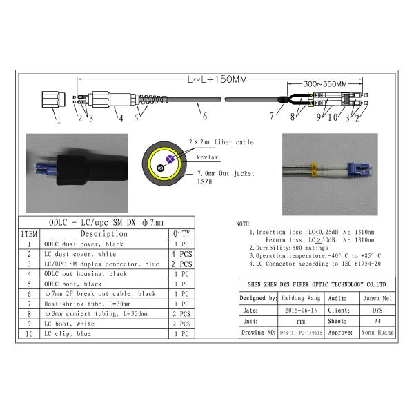 ODLC , PDLC - FTTA Outdoor Fiber Optic Cable Assemblies With RoHS , UL