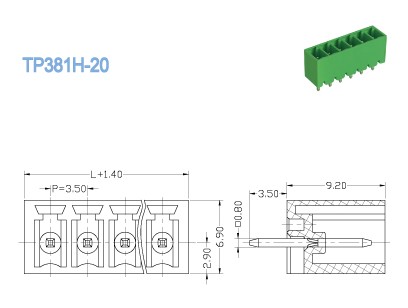 3.50mm Pitch Electrical Terminal Block , 300v 8a Vertical Pluggable Terminal Blocks