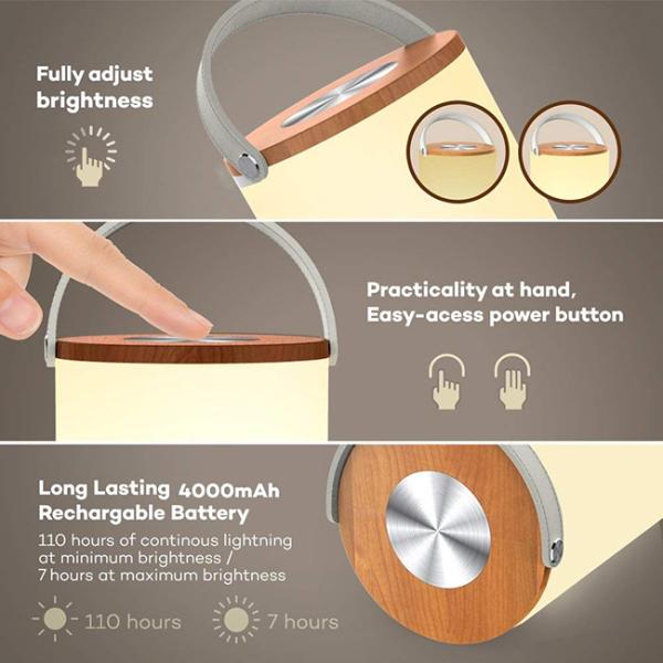 Dimmable White Small Bedside Touch Lamps Lightweight 6 Watt With Handle