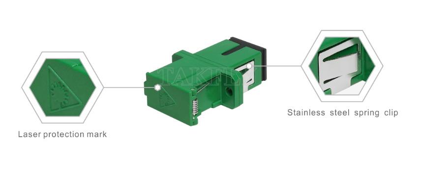 SC Simplex Adapter with External Cover & Side Shutter – Dustproof & Laser Eye Protection, Low Insertion Loss, for Data Center & FTTx Fiber Connections