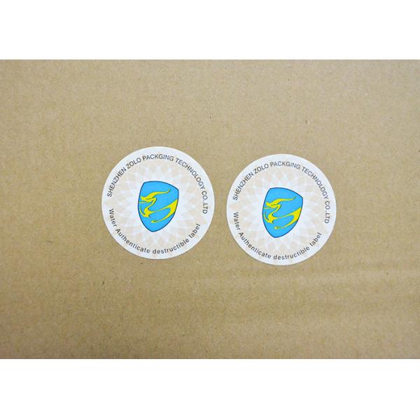 Water authenticating tamper evident security vinyl destructible label