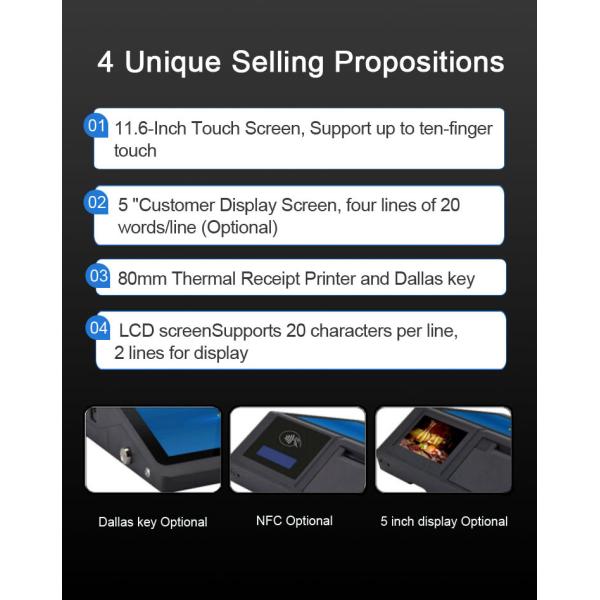 10 Points Capactive Touch Screen Android POS Terminal With NFC Reader for Food Court
