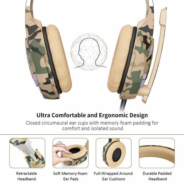 Kotion Each G2600 50mm 2.2m Camouflage Gaming Headset
