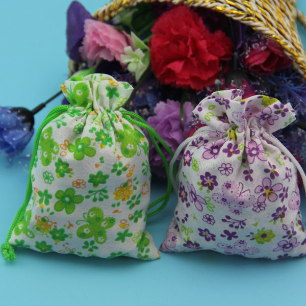 Drawstring Cloth Cotton Storage Bag With Linen Printed Logo Portable To Use