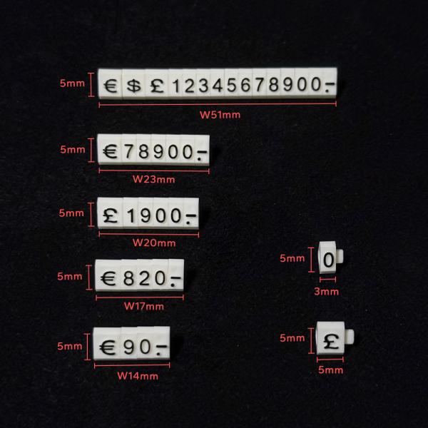 Close-up of mini price tag cube design