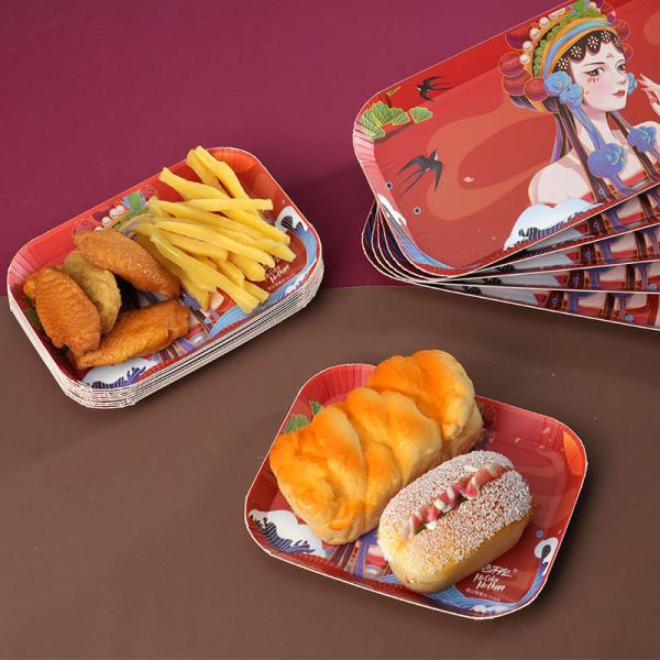 Eco-Friendly Disposable Paper Tableware for Food and Cake Square Customizable National Style Plate