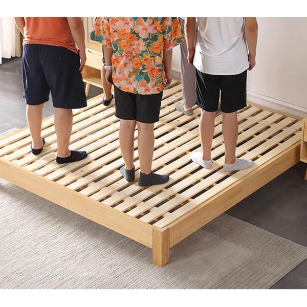 Modern Design Solid Birch Wood Upholstered Platform Bed Frame Easy Assembly and Slat Support for Double Size Guest Room