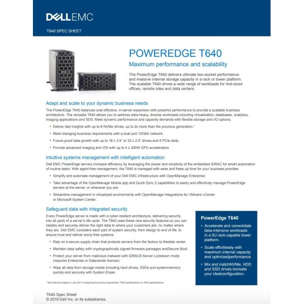 Private Mold PowerEdge T640 Tower Server With 32G DDR4 Memory Xeon CPU Server