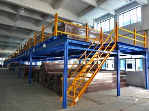 China Cold Rolling Steel Industrial Mezzanine Floors For Warehouse , Blue / Orange on sale