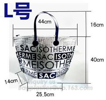 eco friendly Clear PVC soft loop handle plastic bag, PVC material gusset handle hard plastic shopping bags, die cut hand