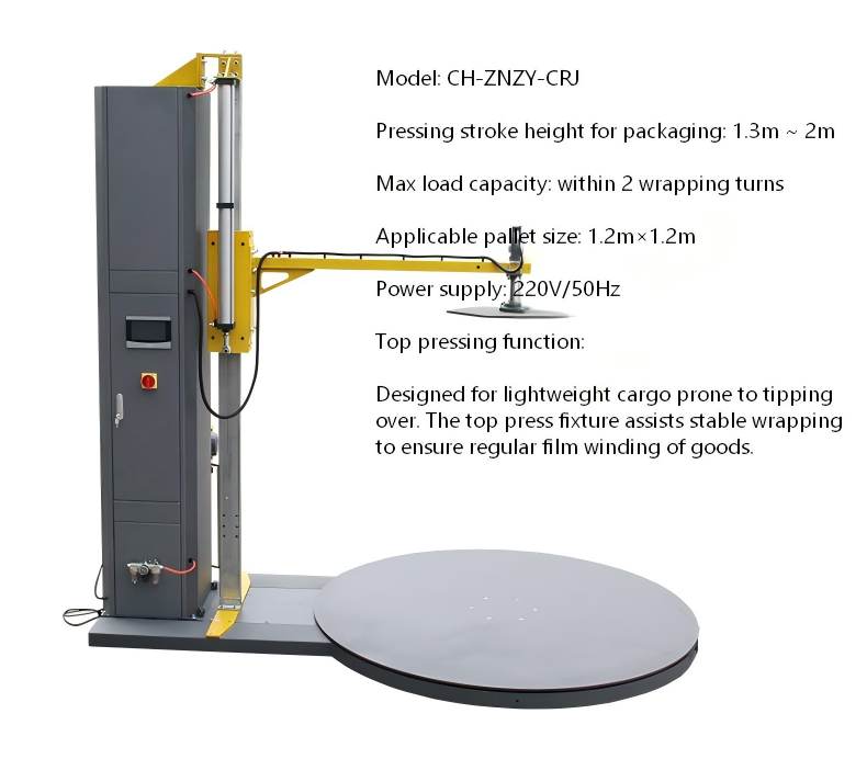CHIC Manufacturer Intelligent Pressurized Pre-stretch Top-Press Automatic Electric Driven Pallet Strapping Machines Strap