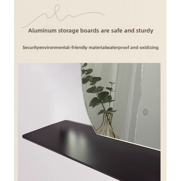 Modern Round LED Bathroom Mirror Storage Shelf Integrated Touch Switch IP44 Rated for Hotels Apartments Compact Toilets Vanities