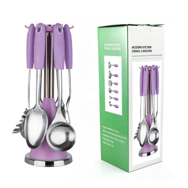6-Piece Coloured Cookware Set for Classical Cooking Tools in Carousel Kitchen Utensils