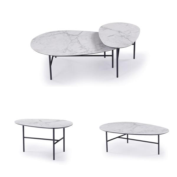 Modern Edge Side Marble Ceramic Coffee Table 430mm Height Scratch Resistant