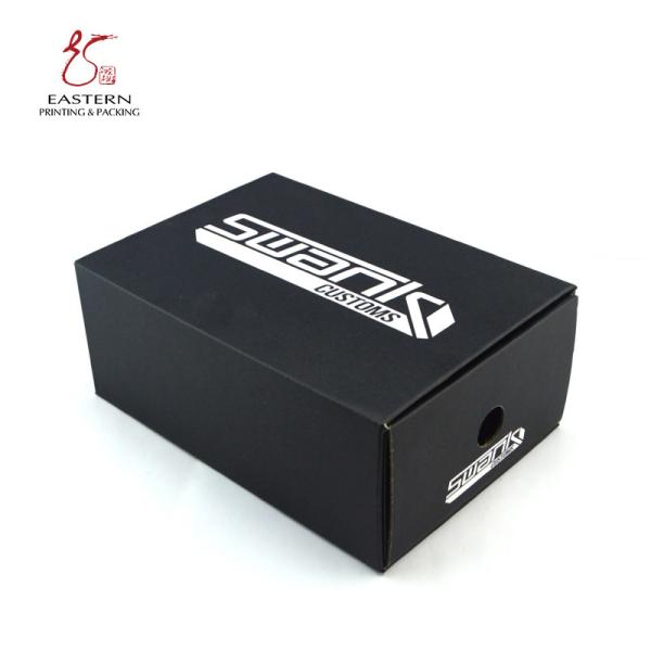 Foldable Sliding Corrugated Shoe Box Packaging Black Customized White Logo