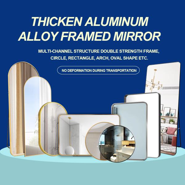 Art Deco Design Style Rectangular Full Length Wall Mirror for Bedroom Decoration