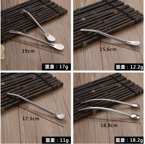 Creative Coffee Drinking Mixing Spoon Stainless Steel Filter Straw Tea Bar Tools