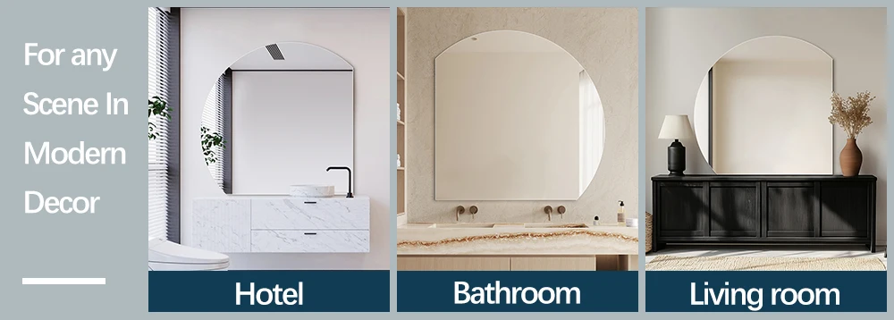 Semi Circular LED Frameless Mirror Special Shaped Makeup Wall Mounted Frameless Mirror