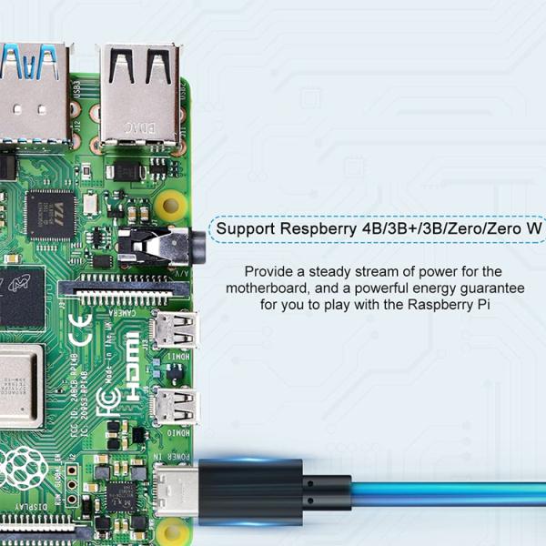 1m 5V 3A USB Type C Charger Power Cable with Switch ON OFF for Raspberry Pi