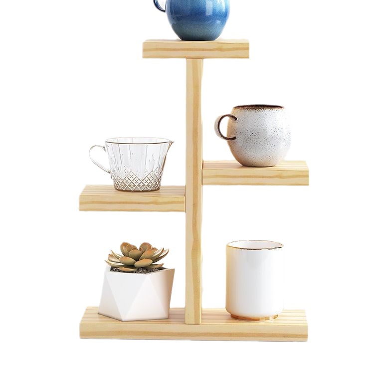 Solid Bamboo Tea Cup Storage Rack Multi-Layer Wooden Display for Water Coffee Glass Cups for Kitchen Use