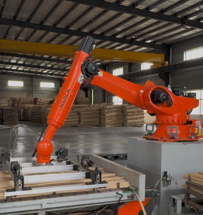 FullyAutomatic KUKAKR300 R2700-2 6Axis RoboticArm Brick Palletizing Application with Metal Suction Cup for Construction Industry