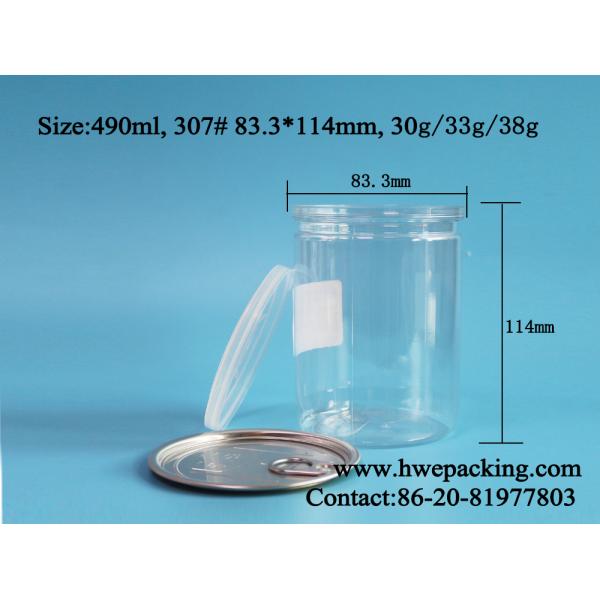 490ml 307# Cashews Easy Open Plastic PET Can Screen Print Logo