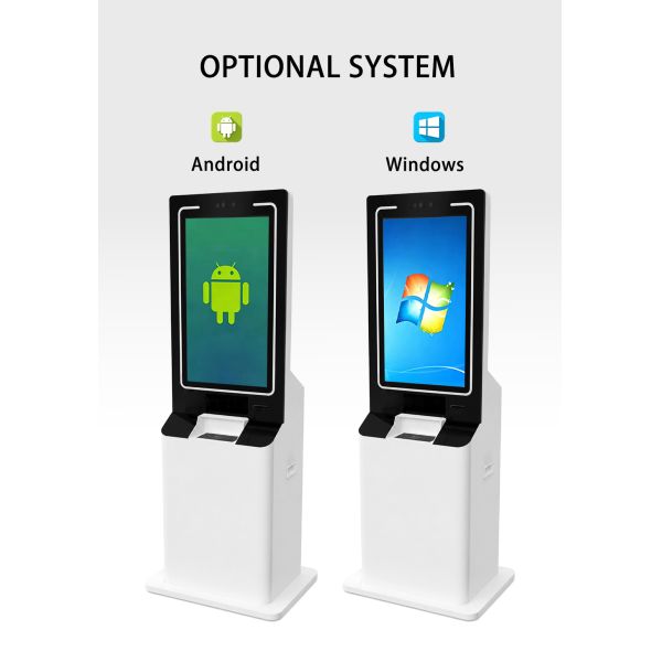 32 Inch Floor Standing Touch Kiosk Windows Android Face Recognition Smart Visitor Management Terminal Receipt Printer SDK LCD