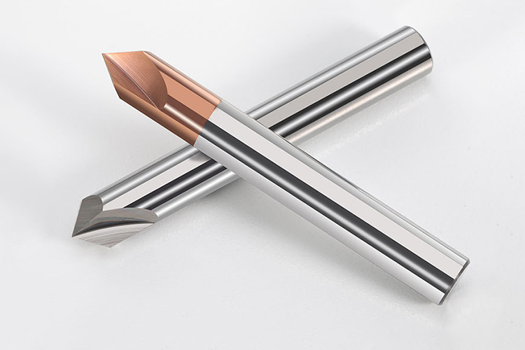 Tungsten Carbide End Mill with 90° Angle and Chamfer for Flat Shape Machining in Steel and Aluminum Alloy