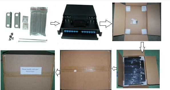 Black Color 12 Port LC Fiber Patch Panel , Drawer Type 1U Fiber Patch Panel With Number