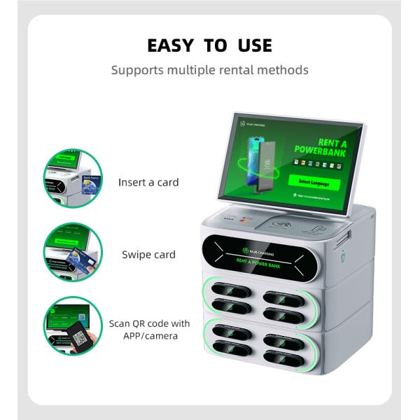 Multi Device Charging Station With Touch Screen an Embedded POS Stackable Station With Screen 8 Slots Phone Charging Station