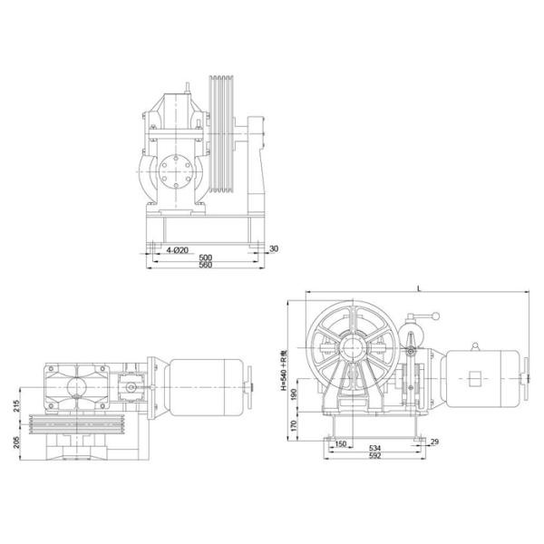 Static Load 6000kg Elevator Traction Machine 0.25m/S Speed 1500 - 2000kg Load
