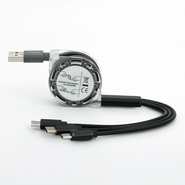 3A Fast Charging Data Cable Type-C 3 in 1 Retractable USB Cable For Android Mobile phone PVC Jacket