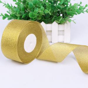 Quality The color green belt tape for decorate Flowers PET material golden and silver silk ribbon for sale