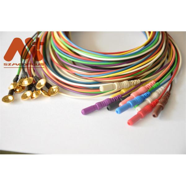 Gold Plated EEG Cable Eeg Cup Electrode Colorful DIN1.5 Socket