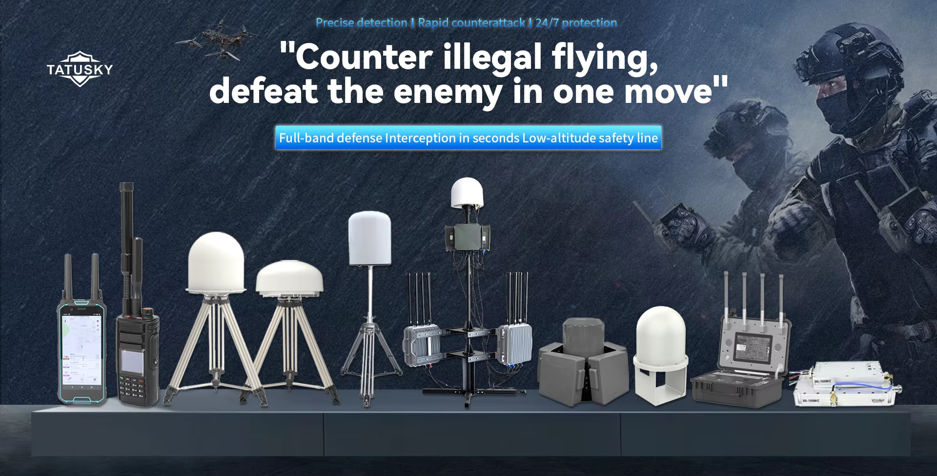 45MHz-6000MHz Coverage Anti Drone Detection System For Pilot Positioning Detection