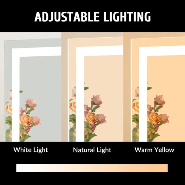 LED Dimmable 3 Modes Touch Screen Control White 360-Degree Rotation Makeup Cloud Mirror with Lights (WH-MR-96)