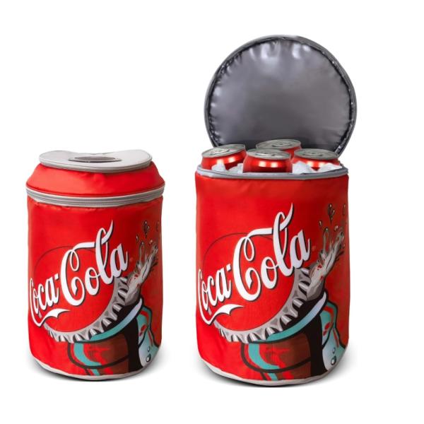 Coca Cola Can Shape Cooler Bag with Bluetooth Speaker, 5H Playtime, Adjustable Straps, Zippers, 5-Layer Insulated Fabric Keeps Food Fresh for 12 Hours