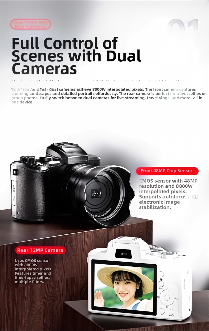 DLC DC226 Unbeatable Value Digital Camera with Dual Image Professional Sensor Support WIFI Transfer16X Digital Zoom Photography