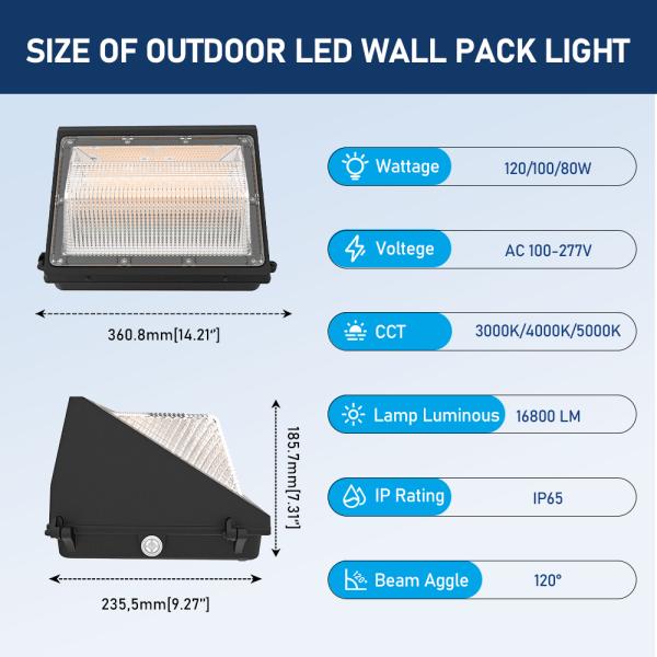 40W 5000K LED Wall Pack Light with Motion Sensor IP65