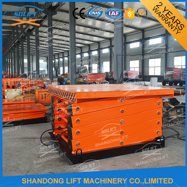 7M 2T Warehouse Cargo Loading Hydraulic Lift Platform Orange