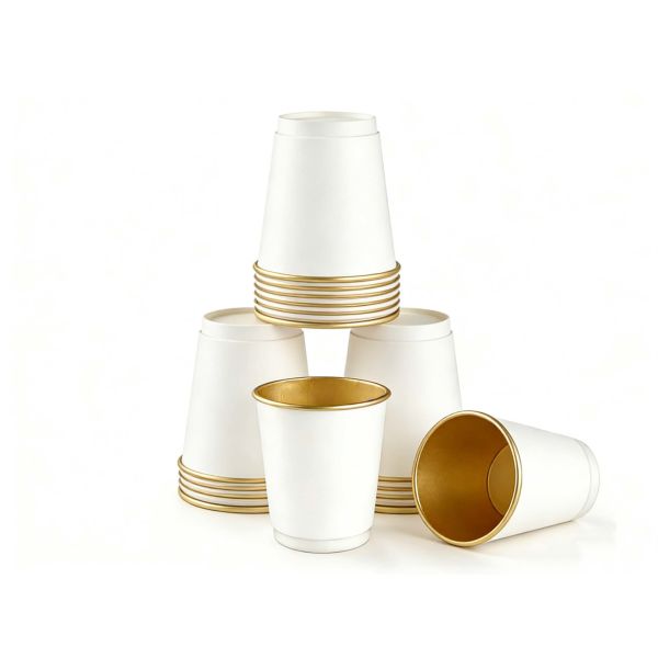 Custom High Quality Gold Foil Paper Disposable Cup Cups