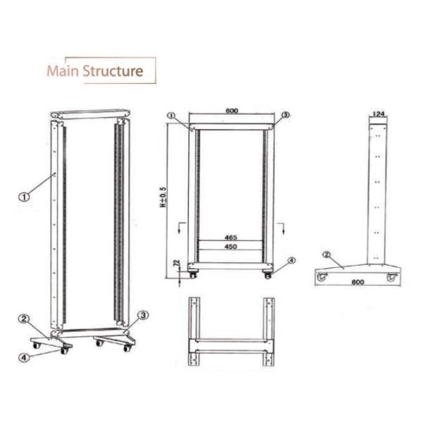 Le 19 Inch Telecom 2 Post Open Rack With Plinth