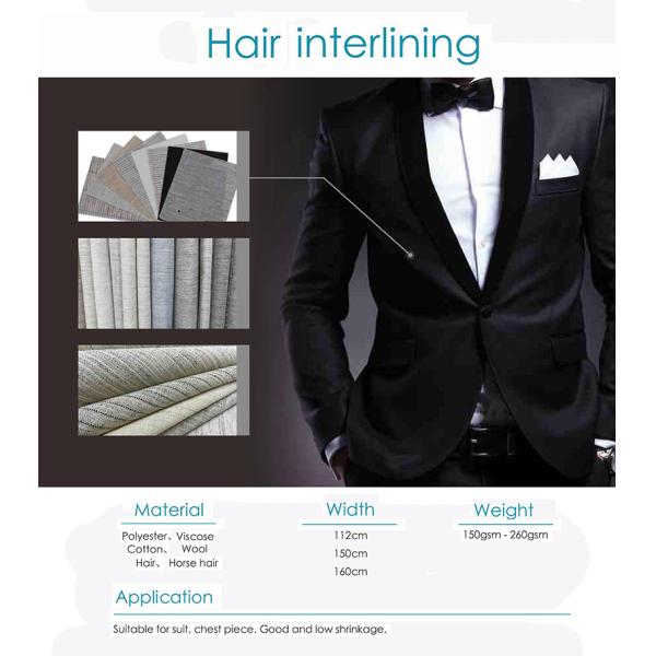 Real Horse Hair Canvas Interlining Fabric 150cm Width For High Class Hand Made Men'S Suit