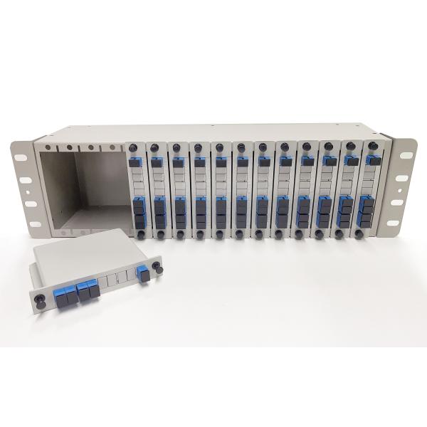 14 Slot 19'' 0.9mm PLC Fiber Optic Splitter Rack Mountable Patch Panel for Indoor Cabinet