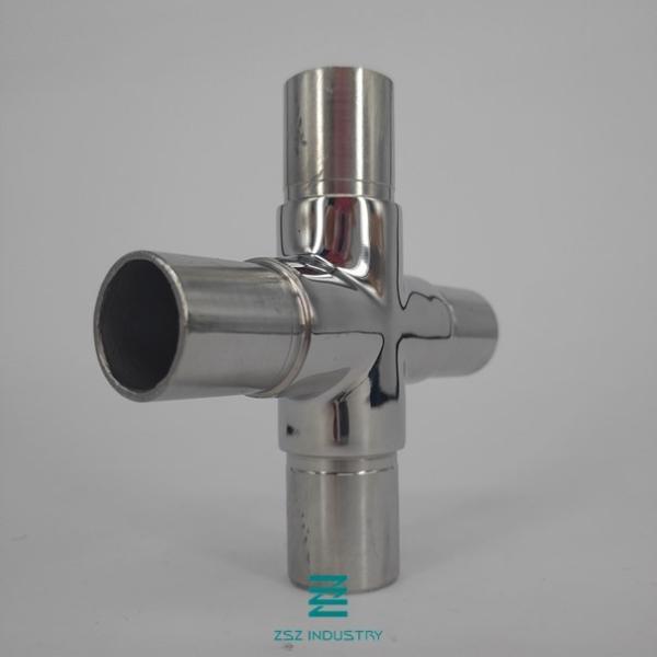 Stainless Steel Cross Handrail Connector With 4 Direction Cross Angle