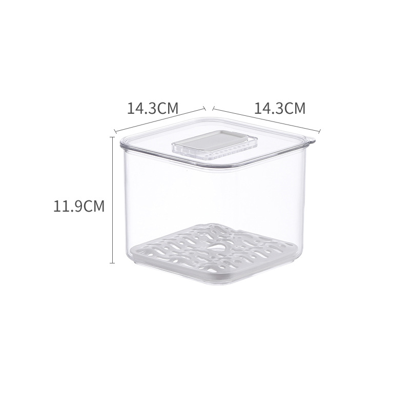 Durable Transparent Superimposable Crisper Drain Basket Fruit Vegetable Storage Box for Kitchen Refrigerator