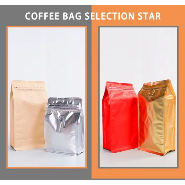 Premium Quality Personalized Durable Material Coffee Bag Side Seal Valve Packing Pouch Coffee Packaging Bag